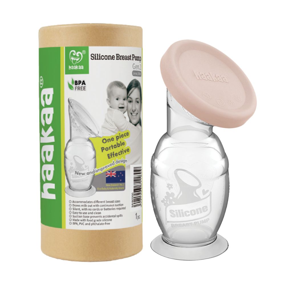 هاكا - شفاط حليب سيليكون مع قاعدة شفط 150 مل + غطاء - وردي خدود