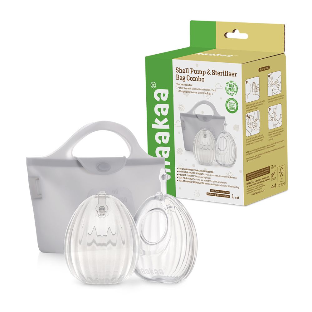 Haakaa - Shell Pumps 2Pcs With Steriliser Bag Combo - 750ml