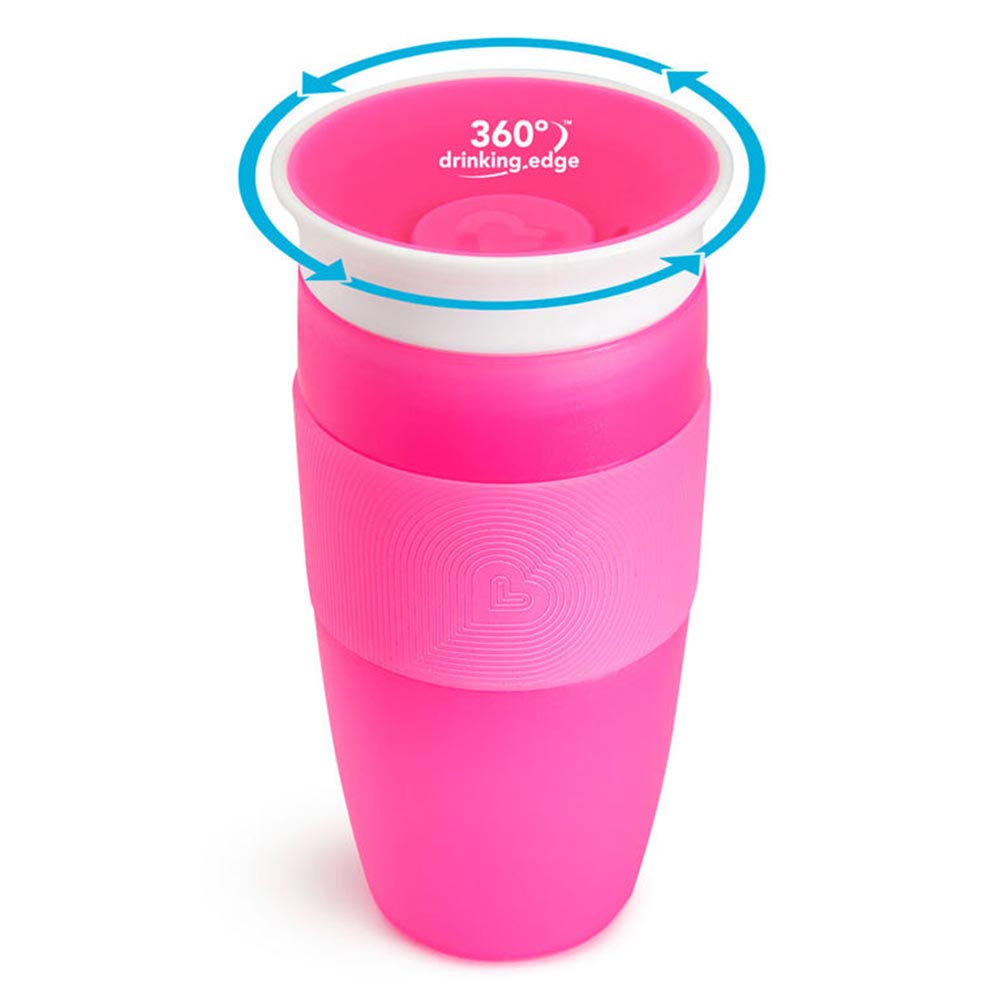 مونشكين - كوب شرب ميراكل 360 - وردي - 414 مل