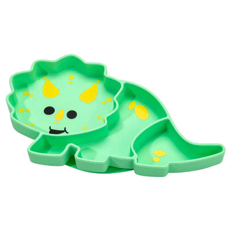 Melii Divided Silicone Suction Plate - Green Dinosaur
