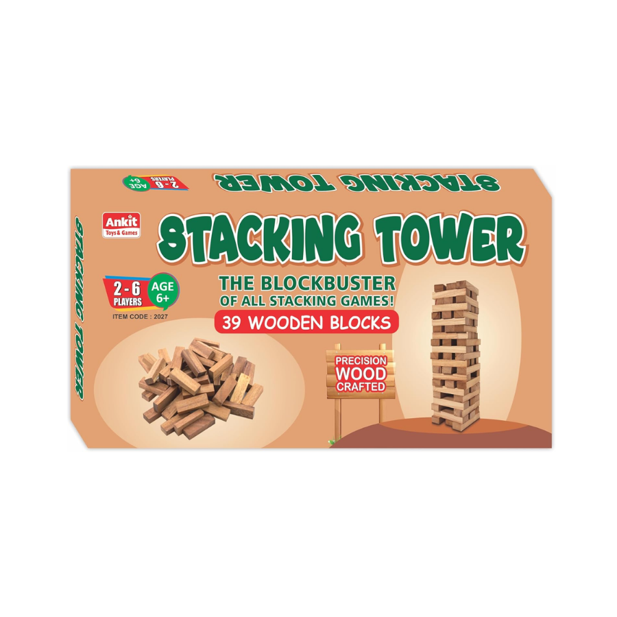 Stem Wooden Stacking Tower Building Toy - Beige - 39 Pcs