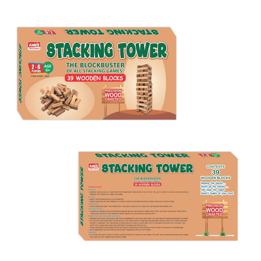 Stem Wooden Stacking Tower Building Toy - Beige - 39 Pcs