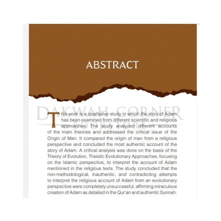 Dakwah Corner Bookstore - Adam : Between Evolution, Theistic Evolution & Revelation
