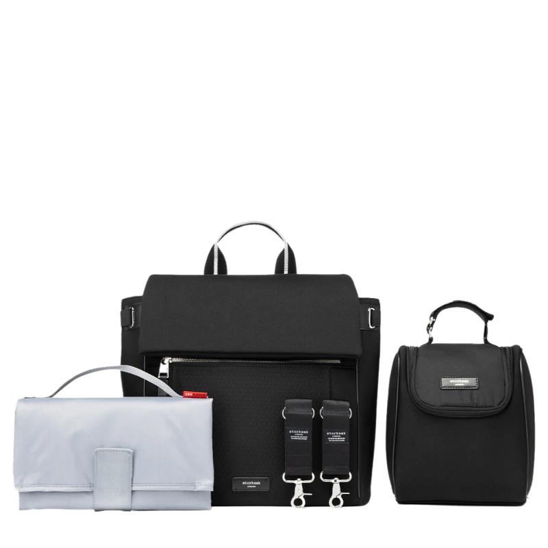 ستوركساك - حقيبة ظهر حفاضات ست جيمس سكوبا - أسود/فضي