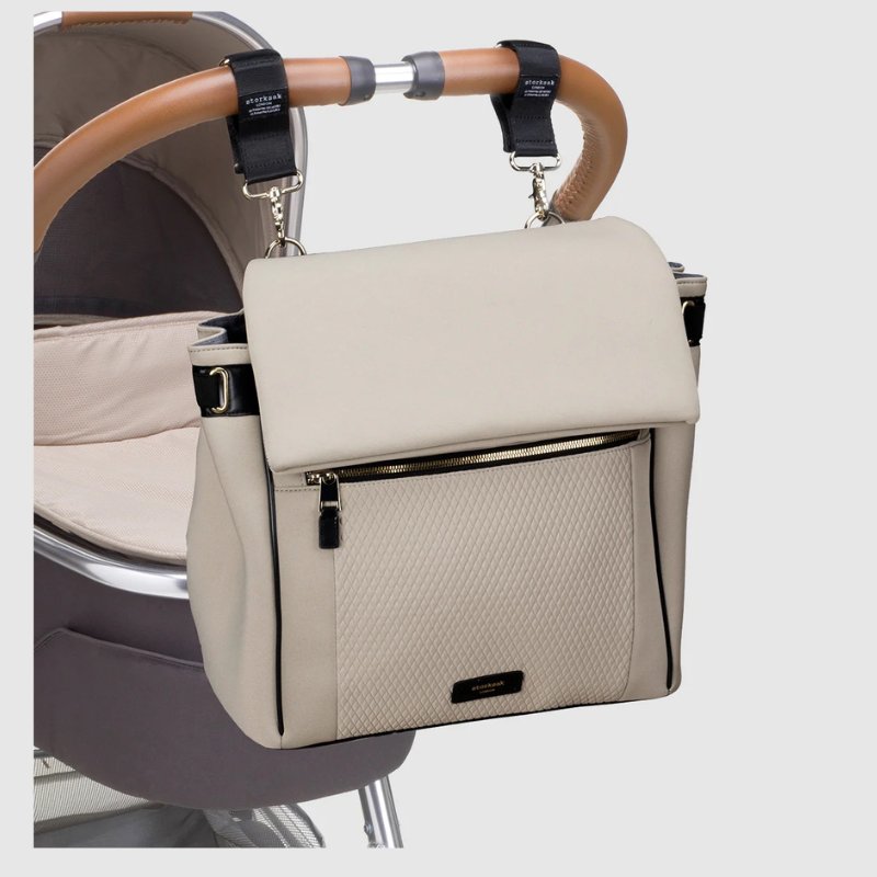ستورساك - شنطة حفاضات سانت جيمس مع حصيرة غيار وتخزين للرضاعة - بيج رمادي