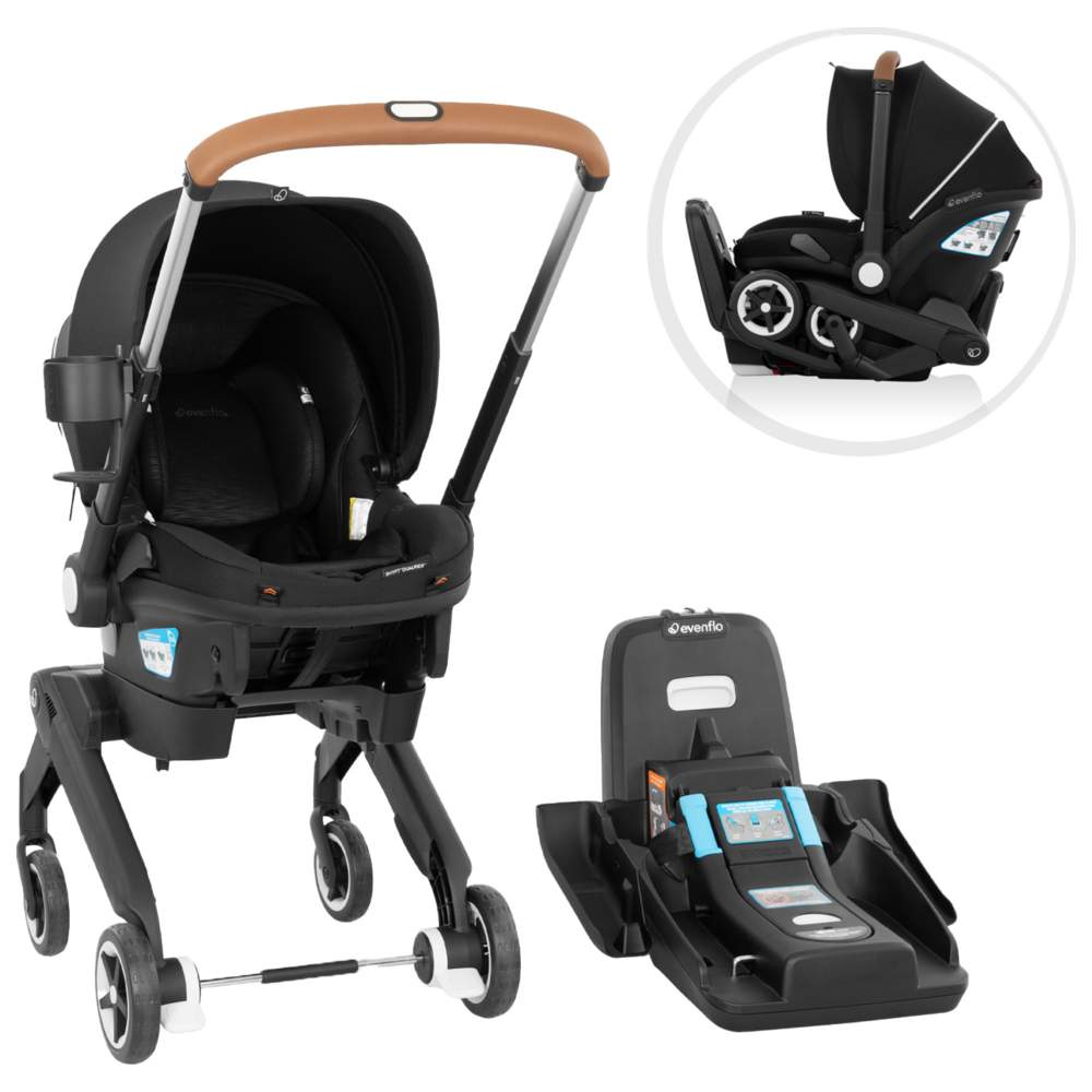 Evenflo - Gold Shyft Dualride With Carryall Storage Infant Car Seat And Stroller - Onyx Black