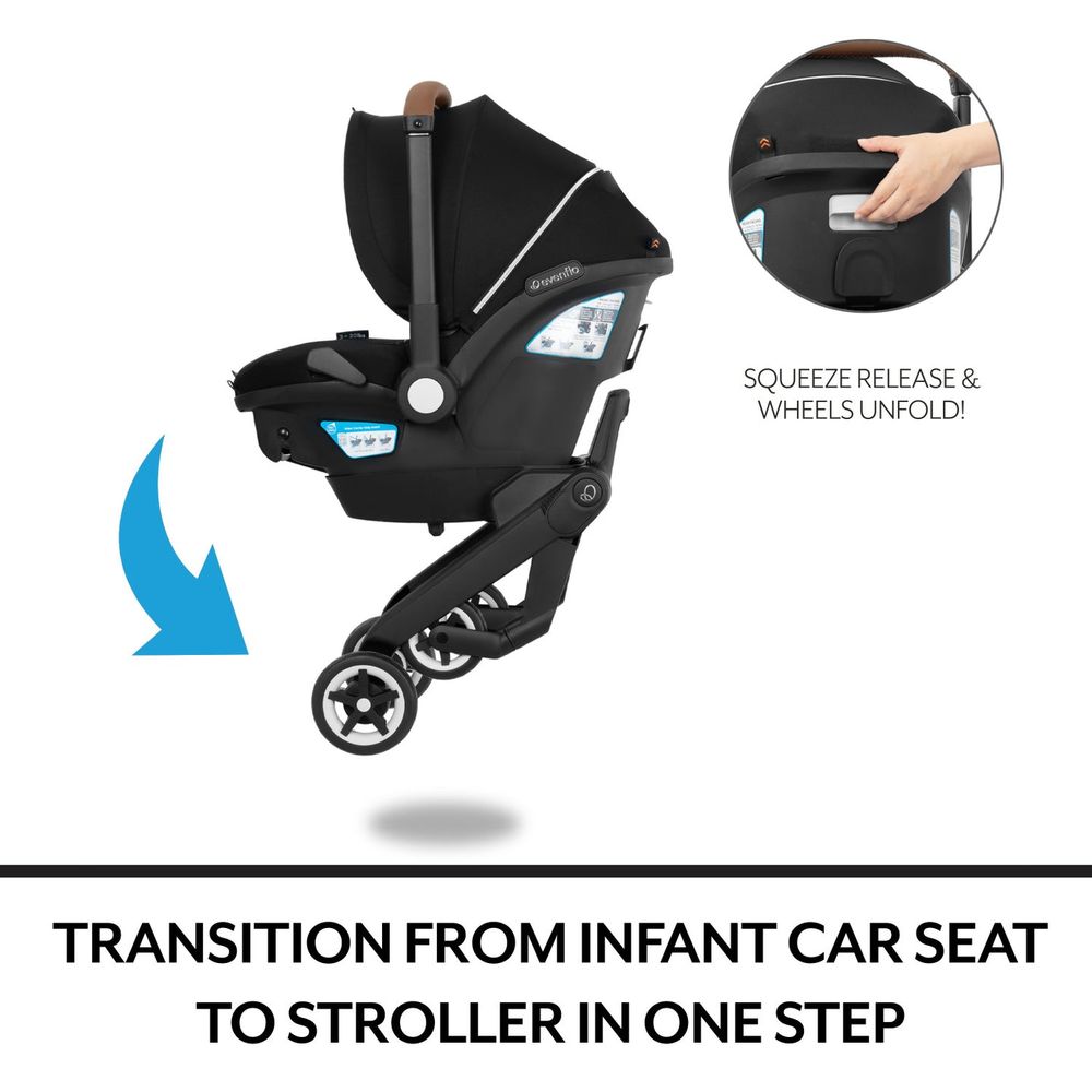 Evenflo - Shyft Dualride Infant Car Seat Stroller Combo W Carryall Storage - Topaz