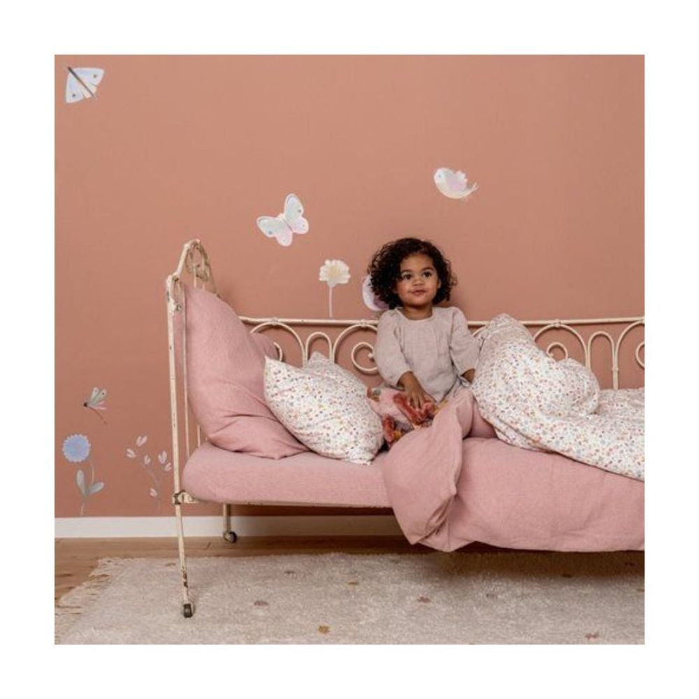 ليتل داتش - طقم غطاء لحاف ووسادة لسرير الأطفال - زهور وفراشات - قطعتان