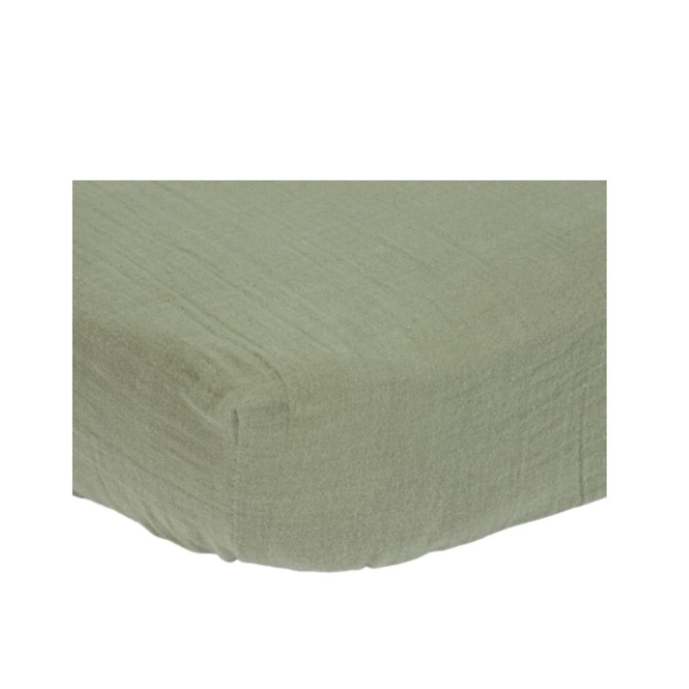 Little Dutch Fitted Muslin Cot Sheet - Olive - 60x120 cm
