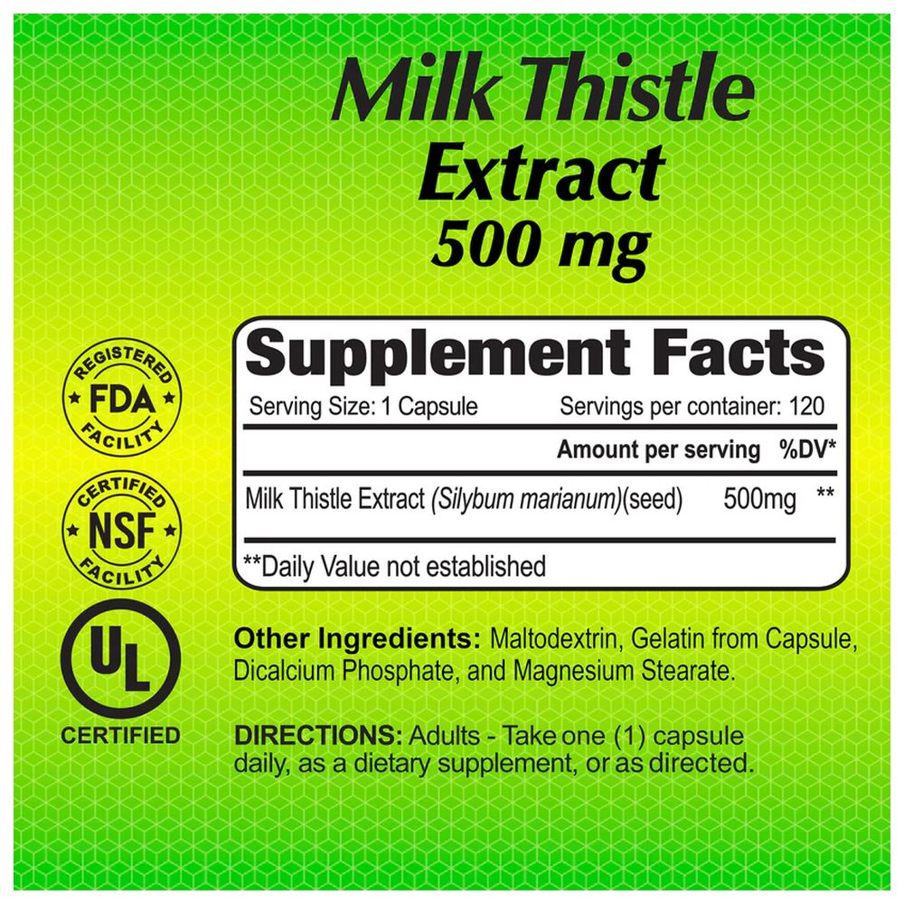 ألفا فيتامينز - كبسولات شوك الحليب لدعم الكبد وإزالة السموم - 2000 ملغ - 120 كبسولة