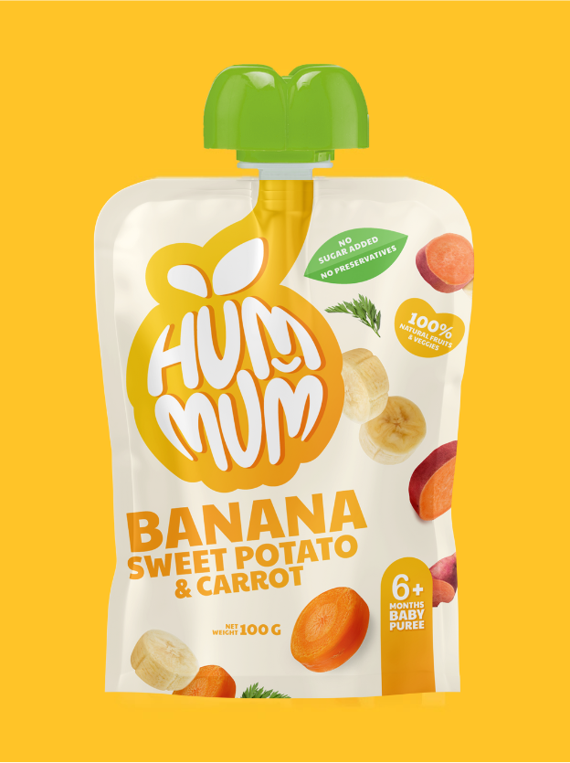 Hummum - Baby Puree - Banana, Sweet Potato & Carrot - Pack of 5 - 100 gm