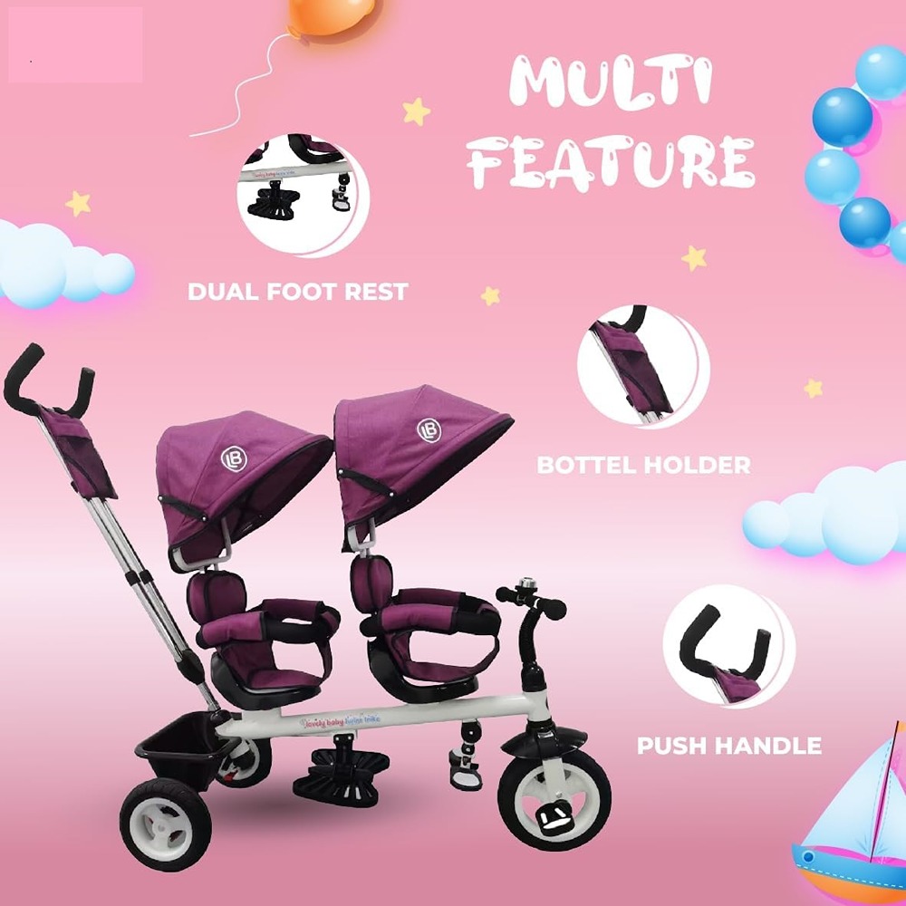 Factual Toys Kids 2-Seater Tricycle With Canopy