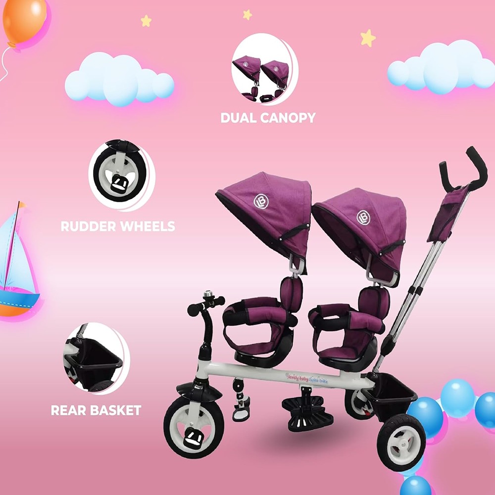 Factual Toys Kids 2-Seater Tricycle With Canopy