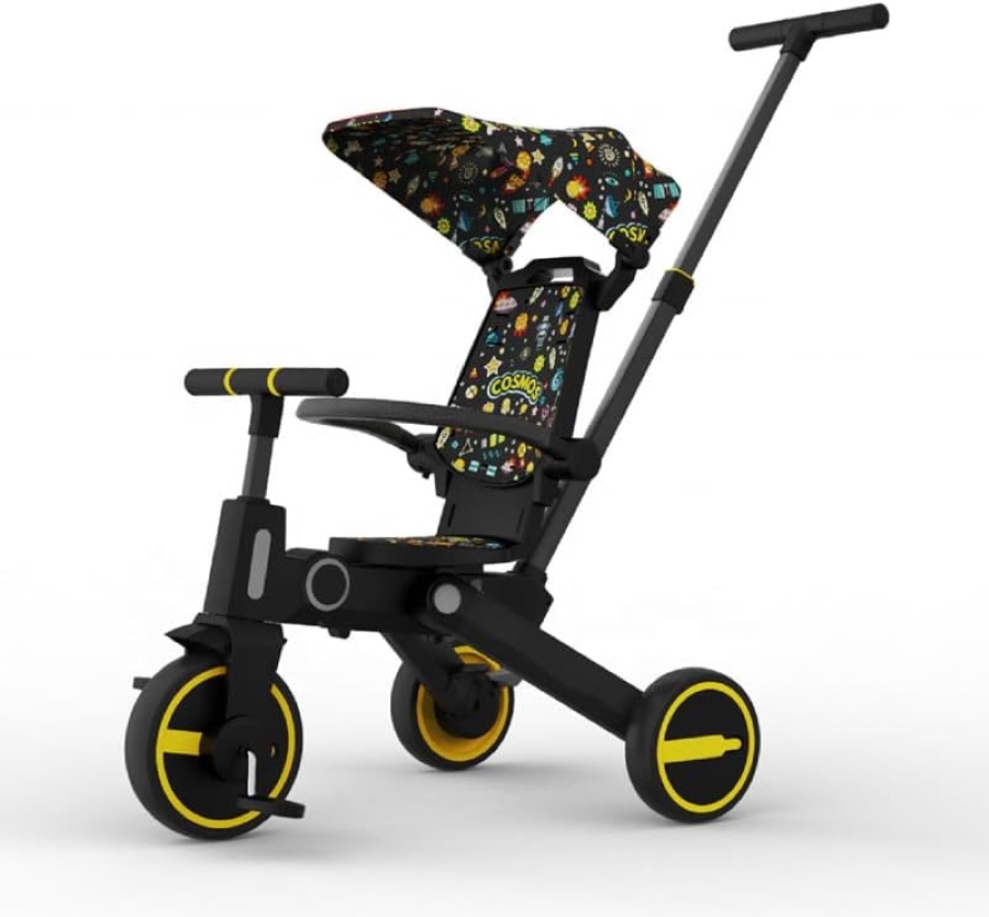 Factual Toys - 7-In-1 Multi-Functional Children Stroller Tricycle, Scooter - Yellow