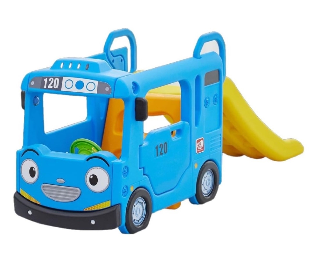 Factual Toys - Compact Tayo Bus Slide Indoor & Outdoor Playset Best Gift For Kids - Blue
