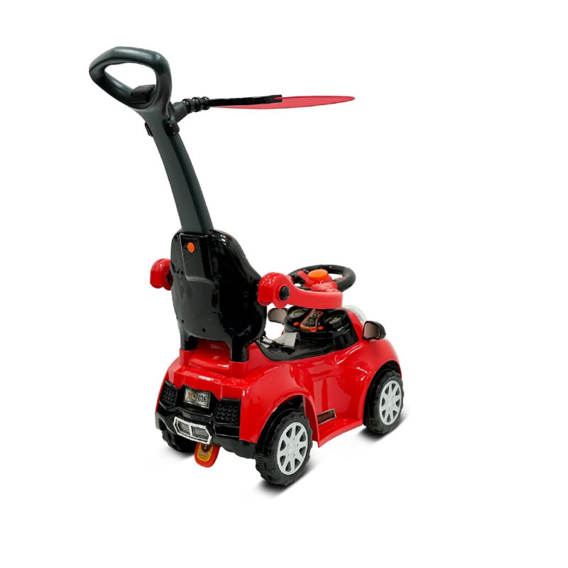 Factual Toys - Kid's Ride-On Push Car With Handle Bar & Sun Canopy - Red
