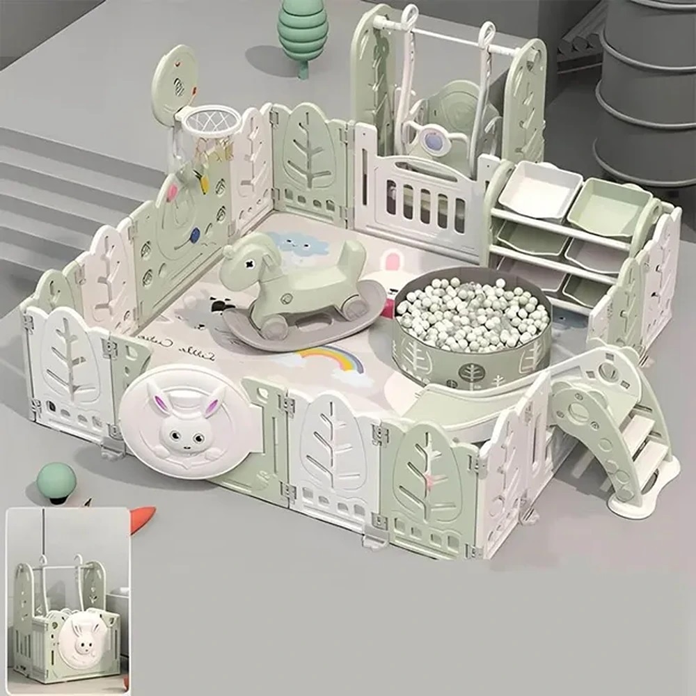 Factual Toys - All In 1 - Luxury Kids Playpen With Multiple Activities - Green