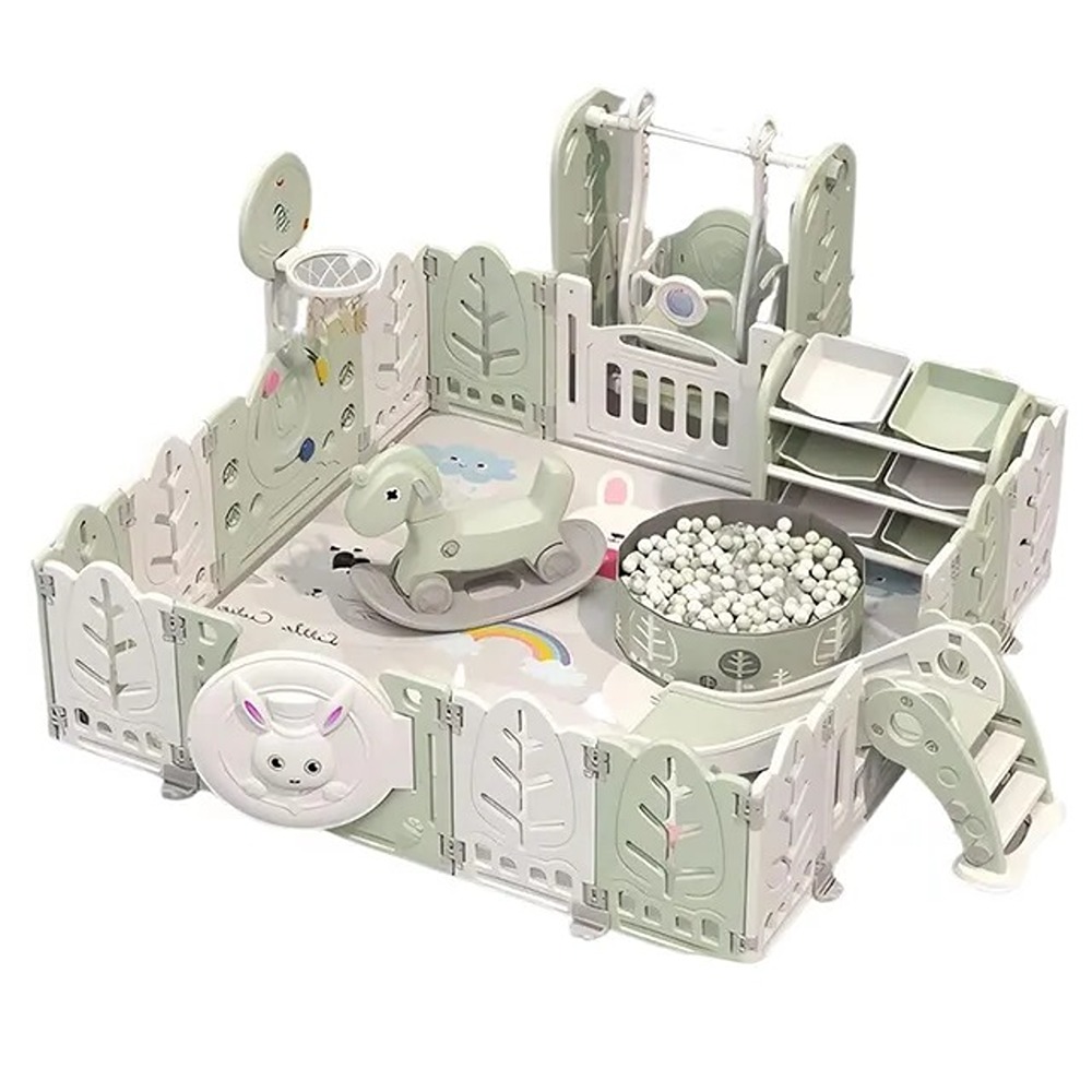 Factual Toys - All In 1 - Luxury Kids Playpen With Multiple Activities - Green