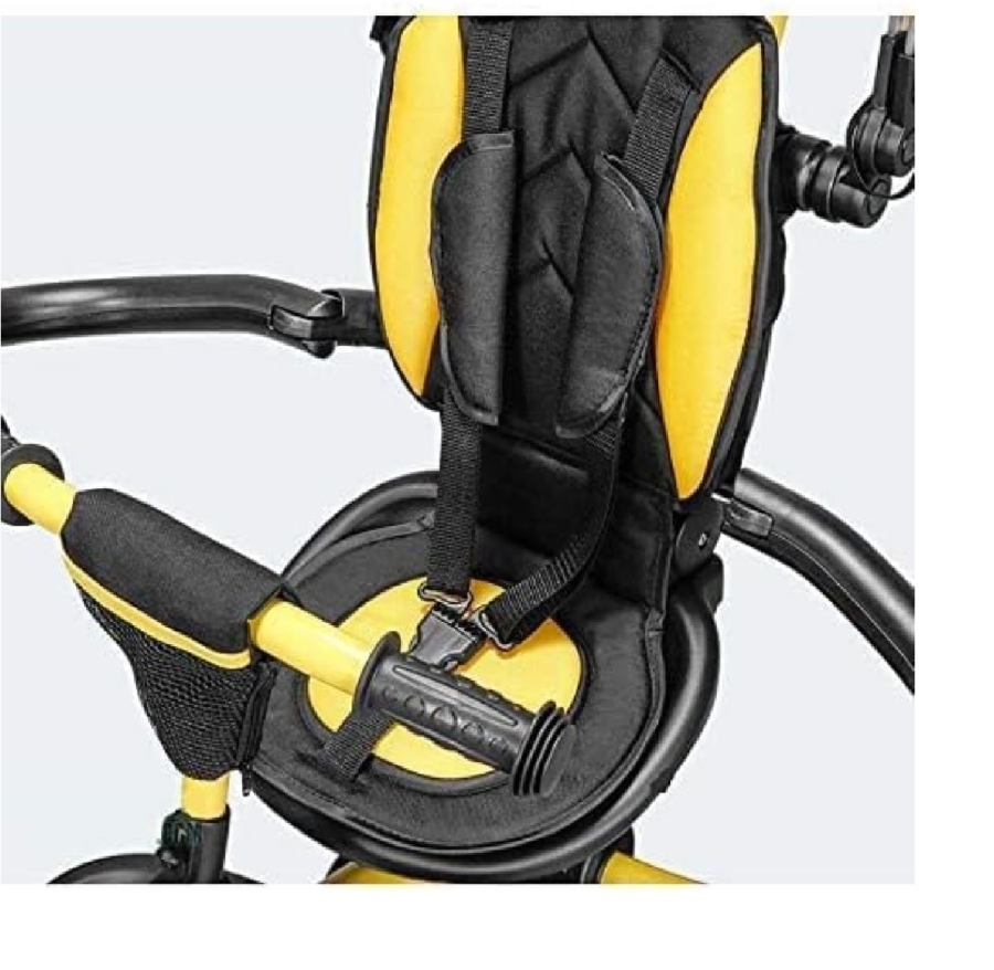 Factual Toys - Kids Tricycle With Sun Canopy, Parent Handle & Footrest - Yellow