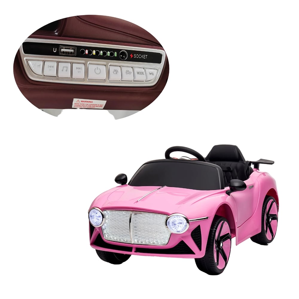 فاكتشوال تويز - سيارة للأطفال مع جهاز تحكم عن بعد - 12 فولت - زهري