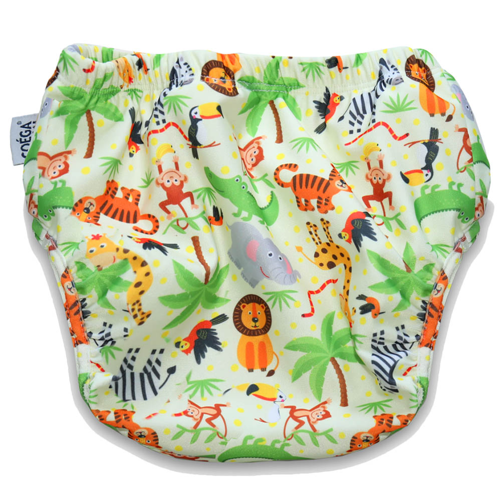 Coega Sunwear - Boys Baby Swim Diaper - Green Jungle Animals