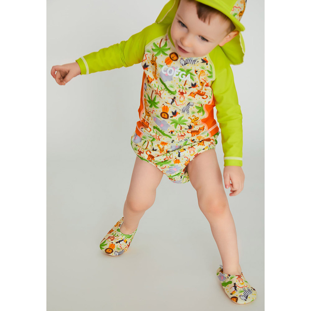 Coega Sunwear - Boys Baby Swim Diaper - Green Jungle Animals