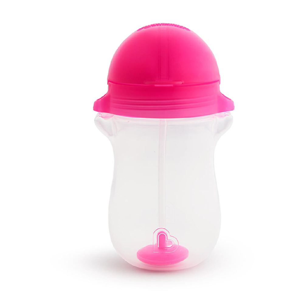 Munchkin - Any Angle Click Lock Weighted Straw Toddler Sippy Cup 12m + Pink - 296ml