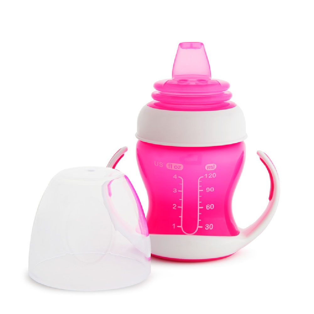 مونشكين - كوب انتقالي لطيف للأطفال من عمر 4 أشهر فما فوق، وردي - 118 مل