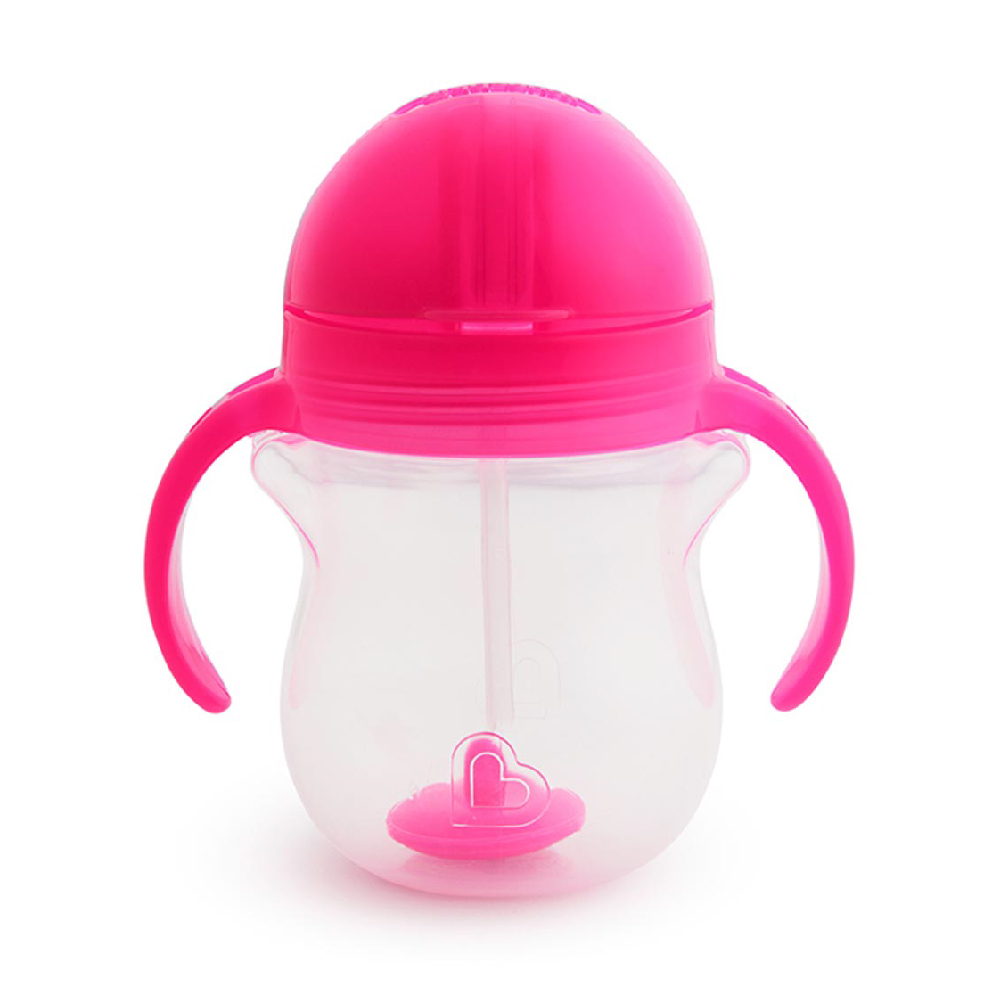 Munchkin - Any Angle Click Lock Weighted Straw Baby Trainer Cup 6m + Pink - 207ml