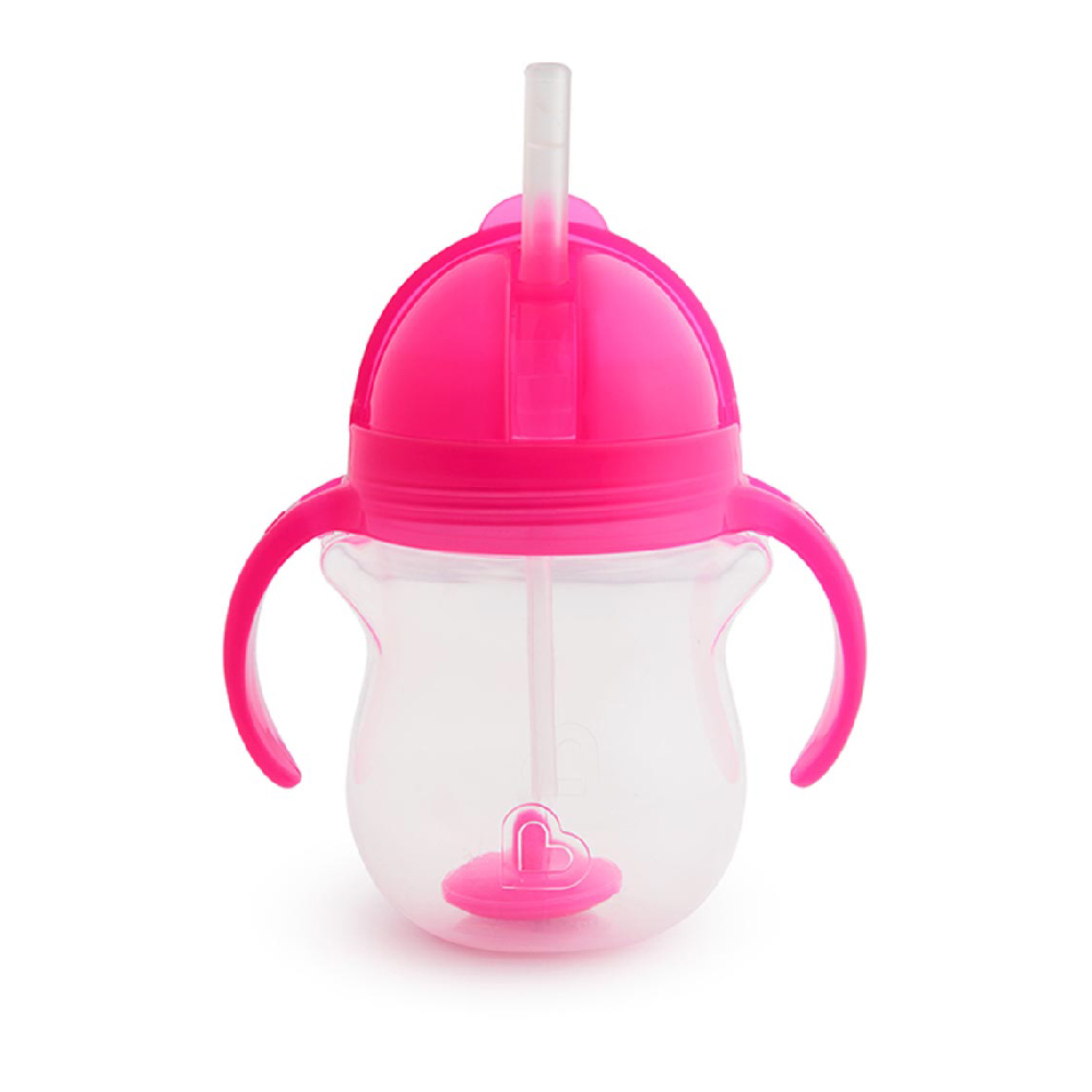 Munchkin - Any Angle Click Lock Weighted Straw Baby Trainer Cup 6m + Pink - 207ml