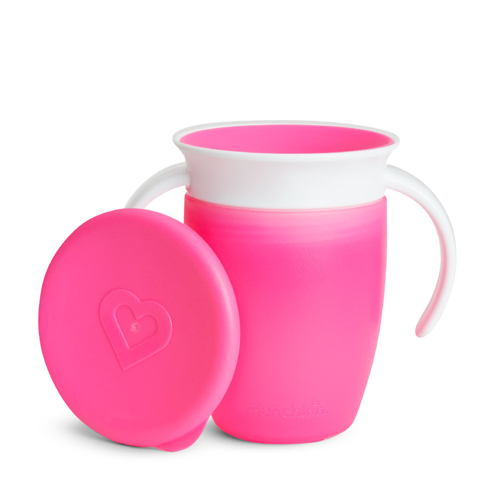 Munchkin - Miracle 360 Degree Baby Trainer Cup with Lid 6m + Pink - 207ml