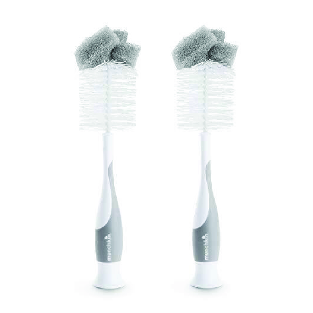 Munchkin - Sponge 2-In-1 Bottle Brush - Pack of 2 - Grey