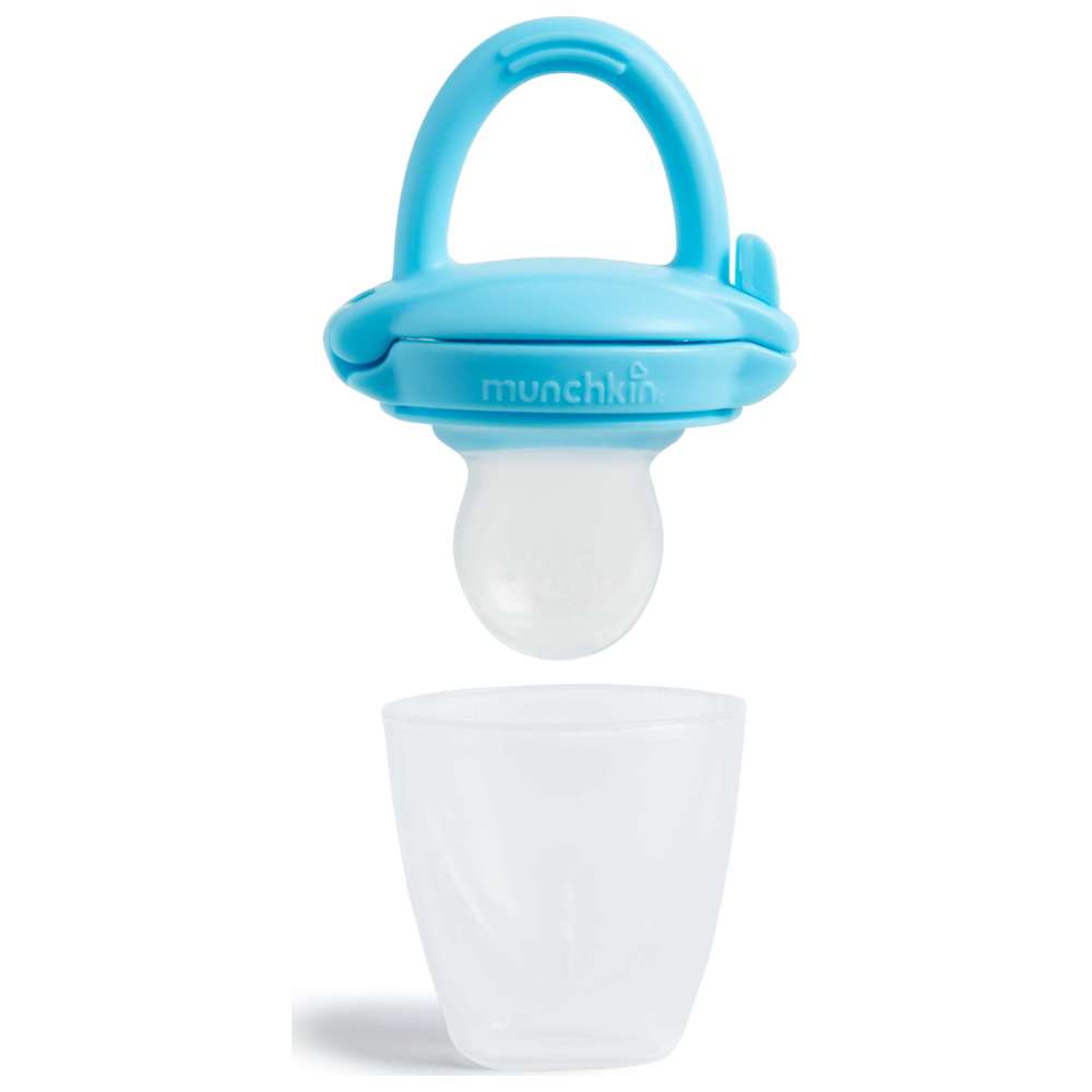 مانشكين - عضاضة طعام سيليكون لعمر 4 شهور فما فوق- أزرق