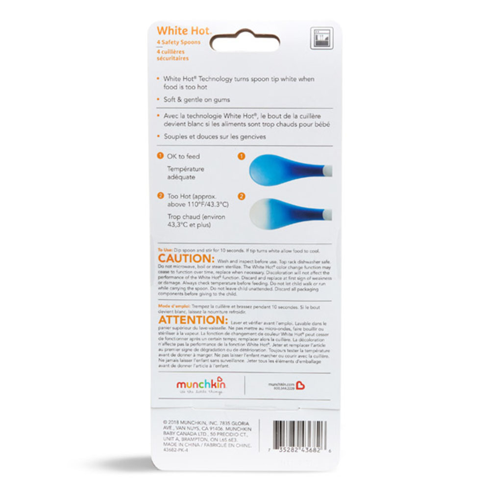 Munchkin White Hot Safety Spoons Set - 4 Pcs