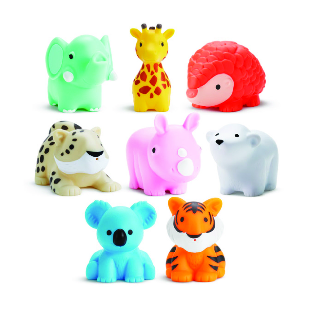 مانشكين - ألعاب رش الماء للاستحمام لعمر 9 شهور فما فوق- حيوانات برية - عدد 8