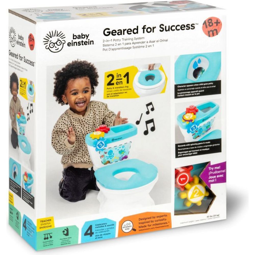 بيبي اينشتاين - نظام التدريب على استخدام المرحاض 2 في 1 - أزرق وأبيض