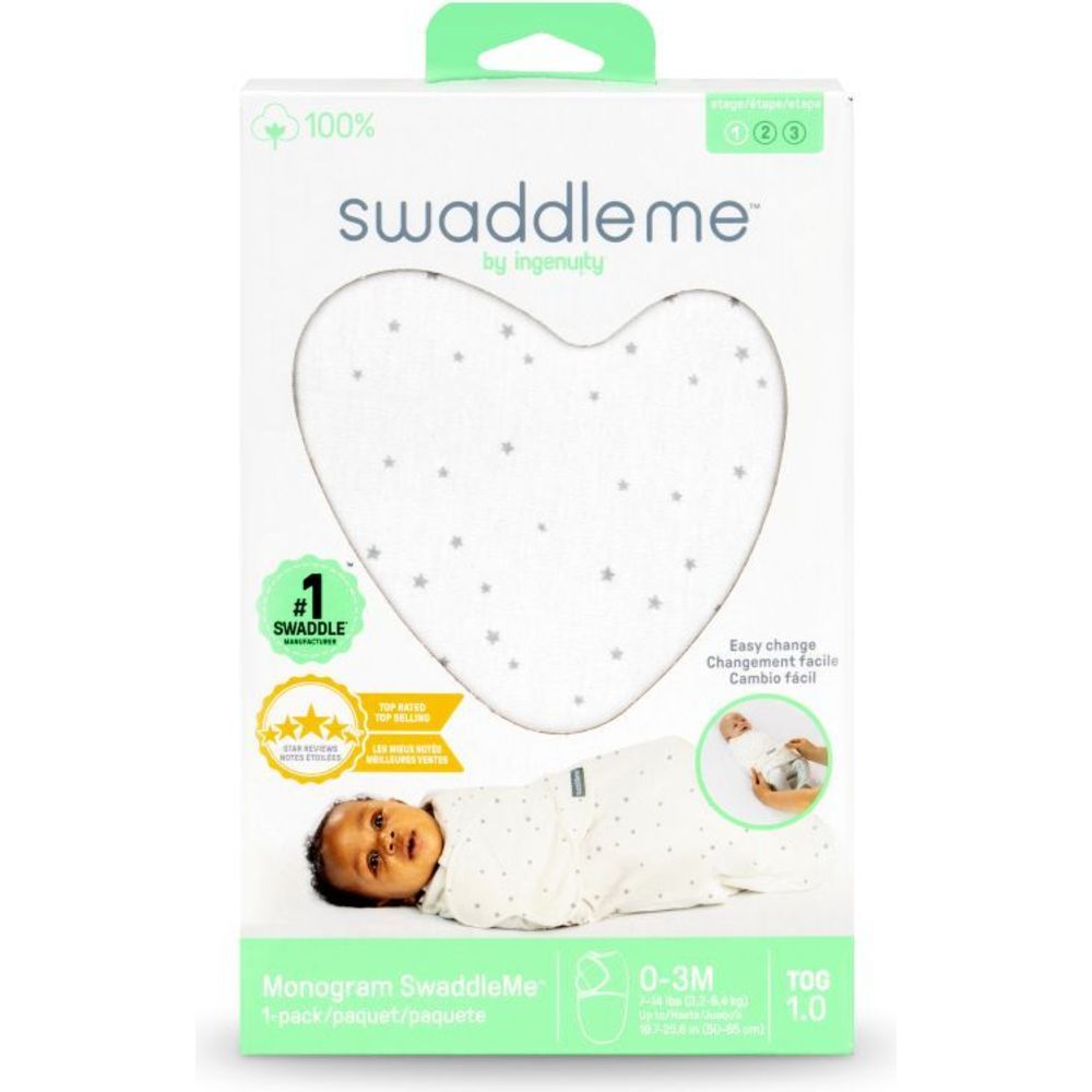 Ingenuity - 0.5 TOG SwaddleMe Monogram Swaddle - Star Dot