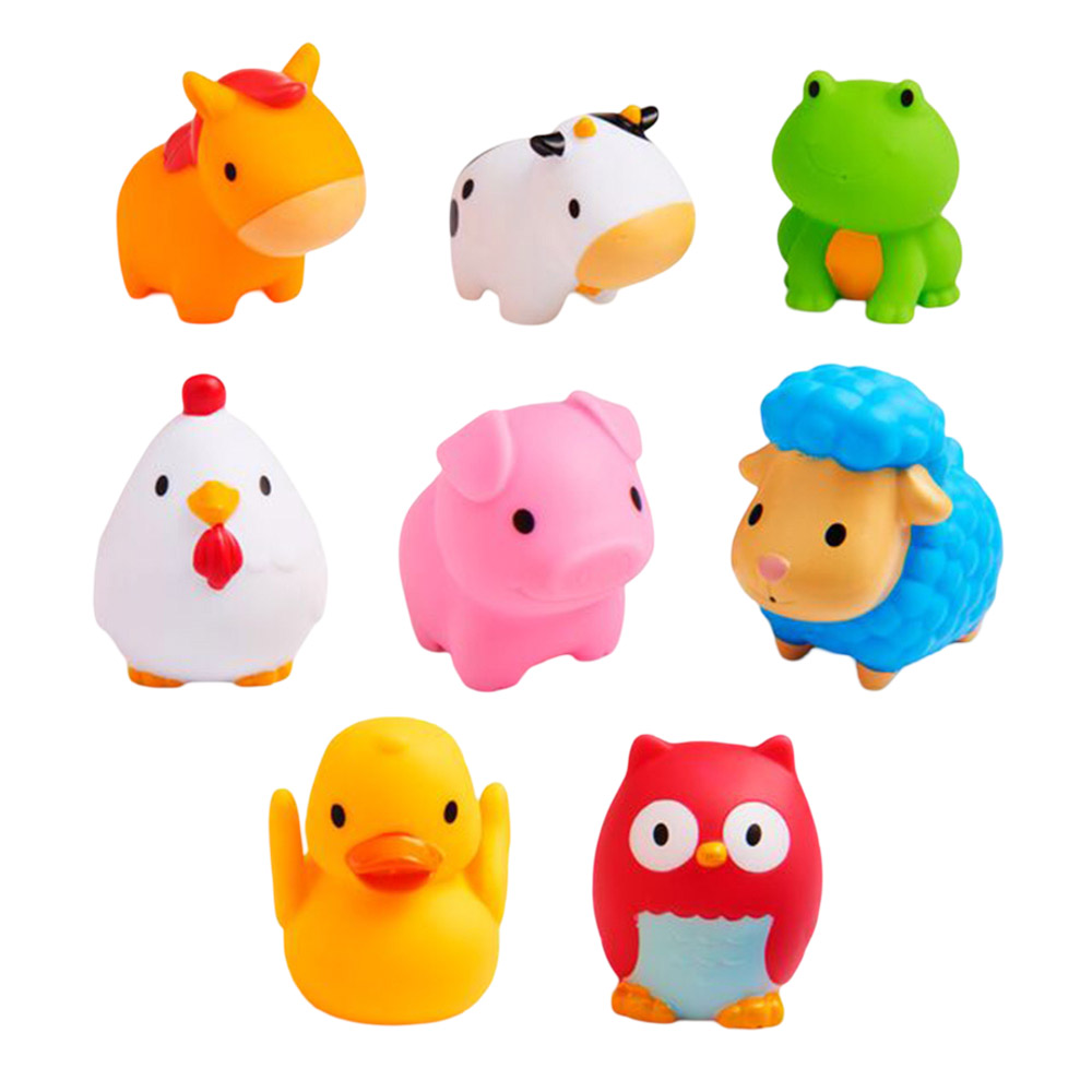 مانشكين - ألعاب رش الماء للاستحمام للأطفال - حيوانات المزرعة - 8 قطع