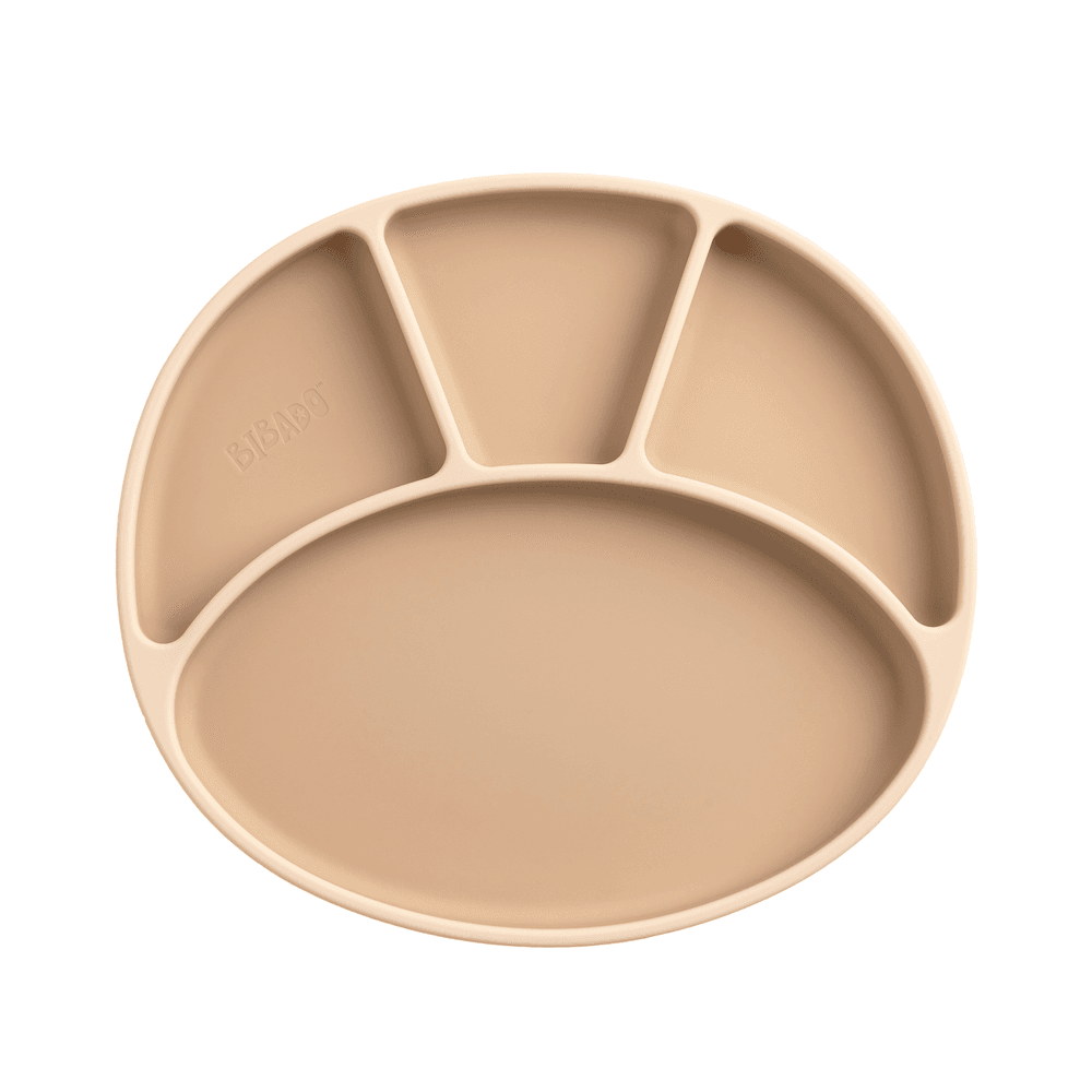 بيبادو - طبق سيليكون مقسم فائق الشفط - بني فاتح