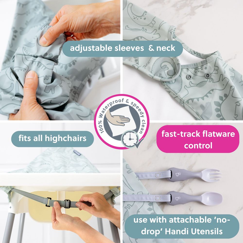 بيبادو - مريلة فطام للأطفال بأكمام طويلة - ديناصور