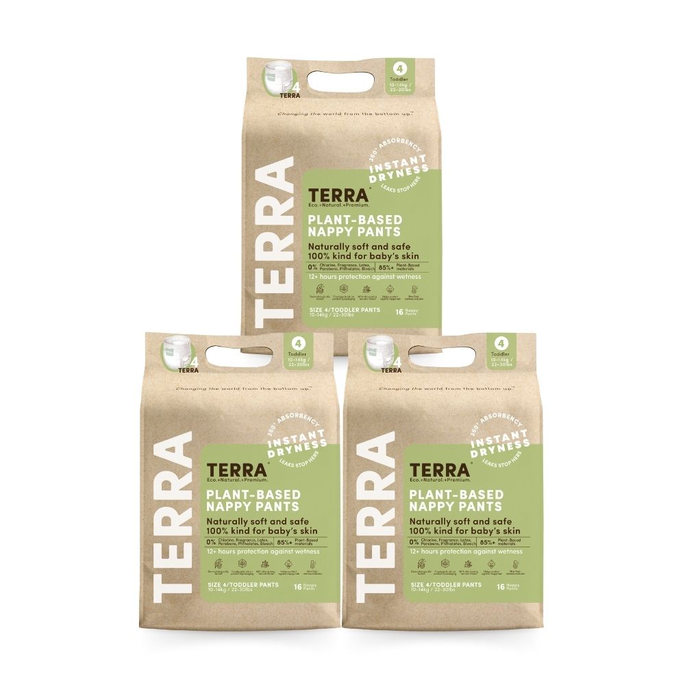 تيرا - حفاضات كِلوت نباتي - المقاس 4 طفل صغير - 10-14 كجم - عبوة 3 - 48 قطعة
