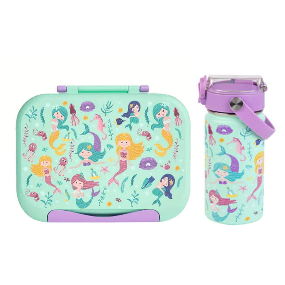Moon - Kids Lunch Box & Insulated Water Bottle Set - Mermaid