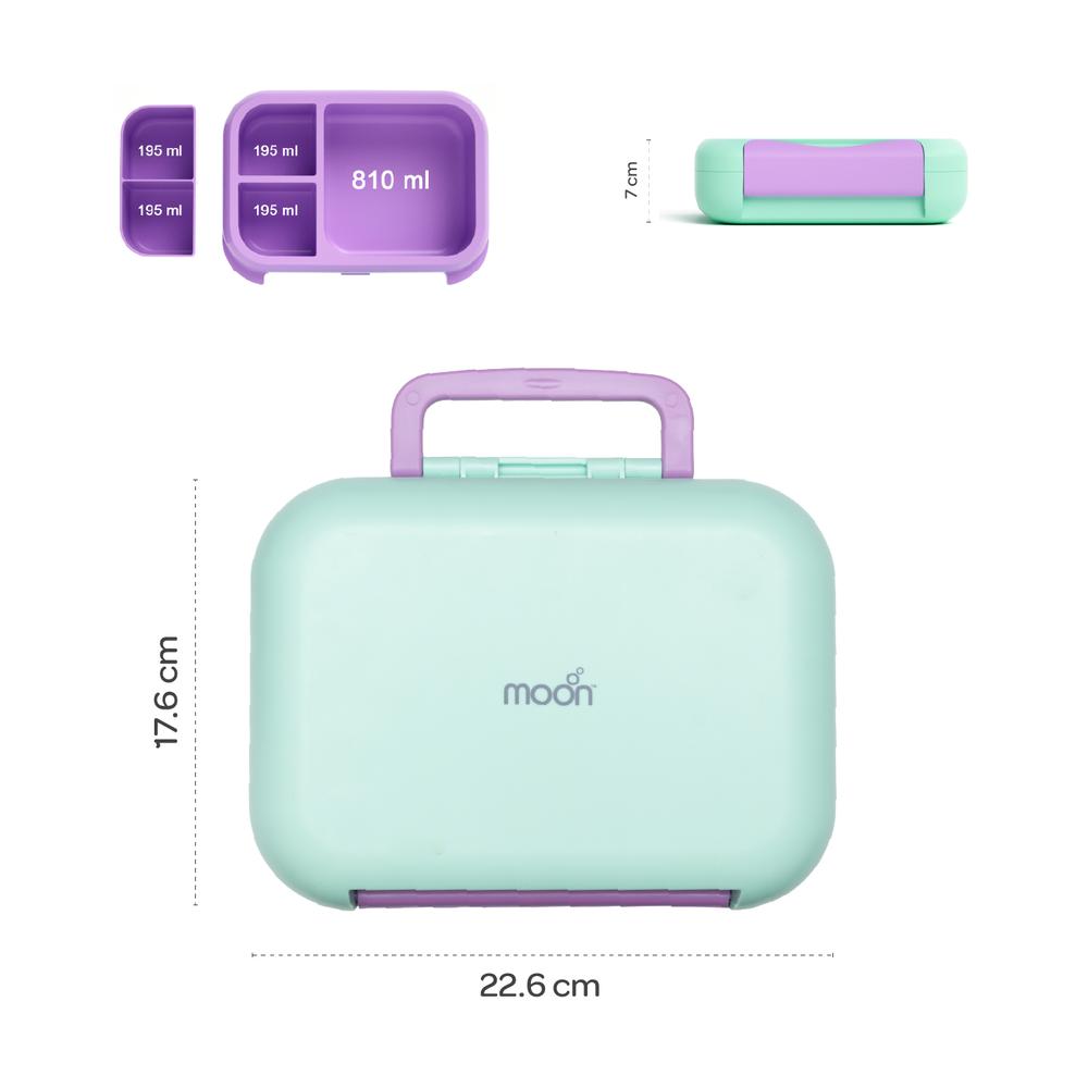 مون - طقم صندوق غداء للأطفال مع زمزمية معزولة وشنطة حمل بحزام - حورية البحر