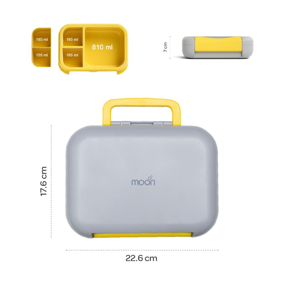 مون - طقم صندوق غداء للأطفال مع زمزمية معزولة وشنطة حمل بحزام