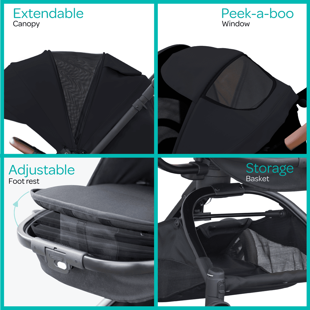 مون - عربية سفر قابلة للعكس - أسود