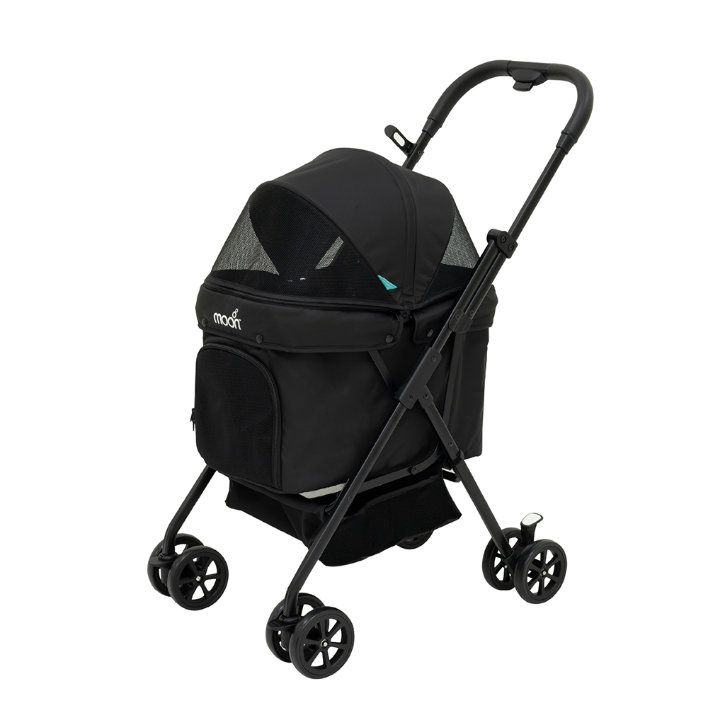 Moon PawPerch Pet Stroller With Storage Basket & Waterproof Pad