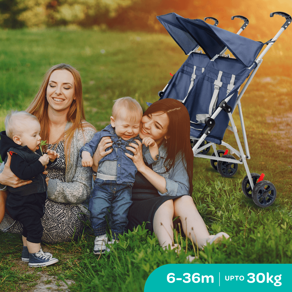 Moon - Jet Plus Twin Buggy Travel Strollers - Dark Blue