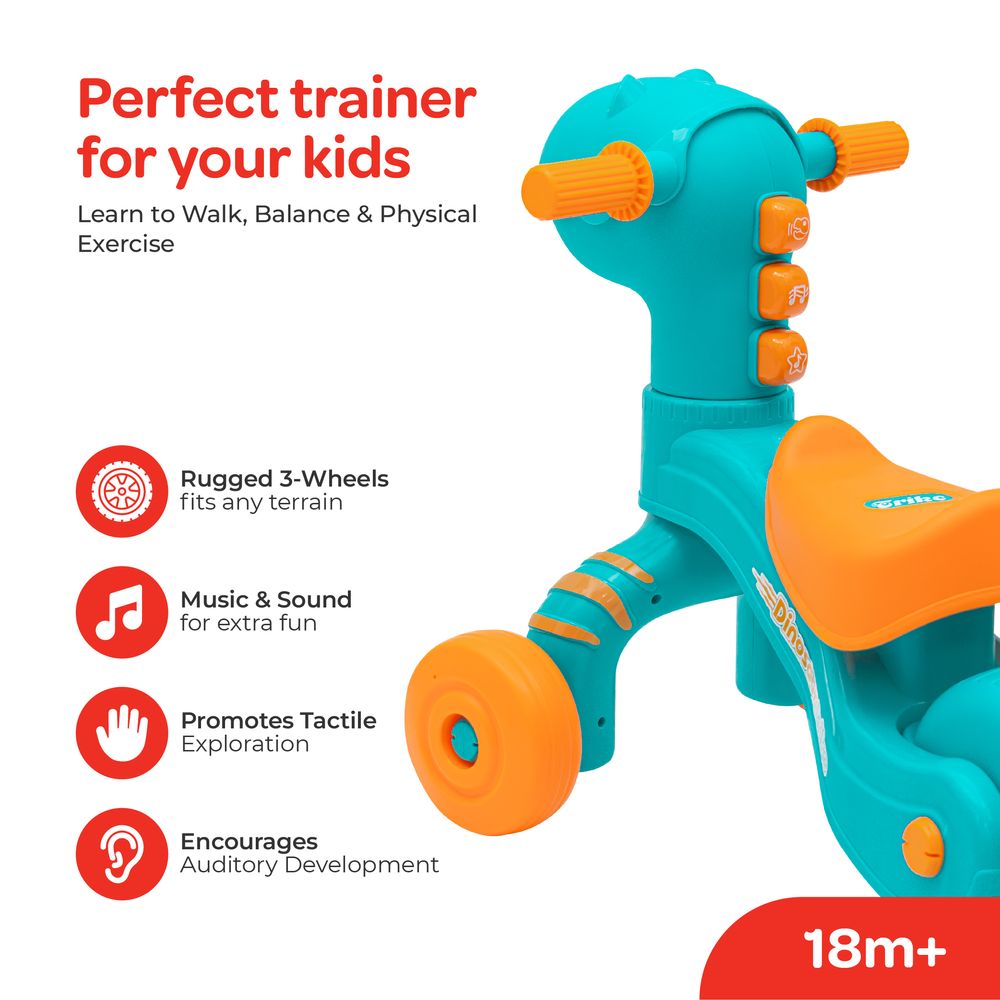 مون - دراجة ثلاثية العجلات مع مساحة تخزين أمامية - أزرق