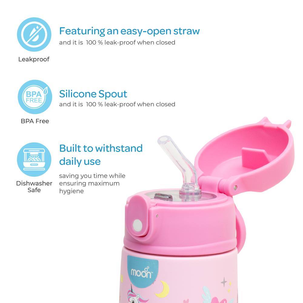 Moon - Kids Insulated Sipper Water Bottle - 350ml - Unicorn