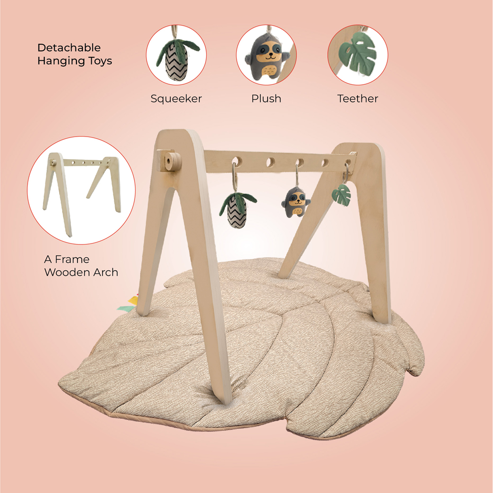 Moon - Natures Nook Maple Leaf Shaped Baby Playmat - Beige